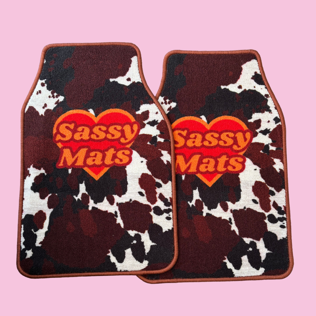 COW PRINT UNIVERSAL CAR MATS x 2