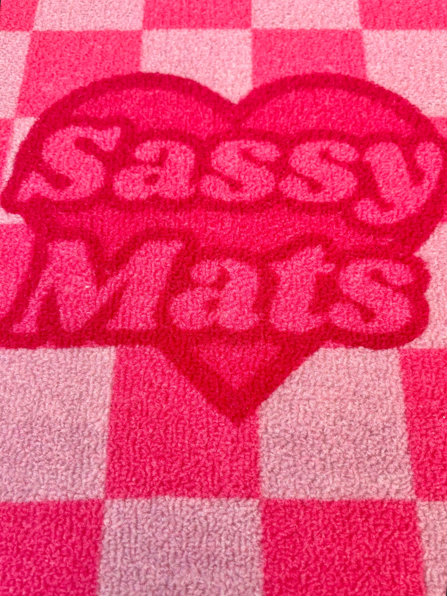 HOT PINK CHECKERBOARD UNIVERSAL CAR MATS x 2