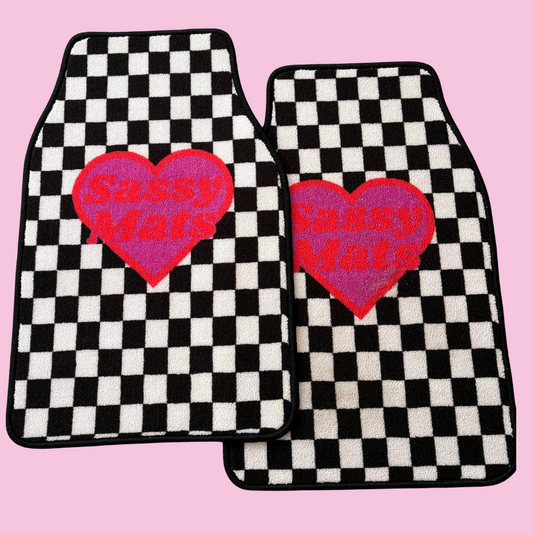 CHECKERBOARD UNIVERSAL CAR MATS x 2