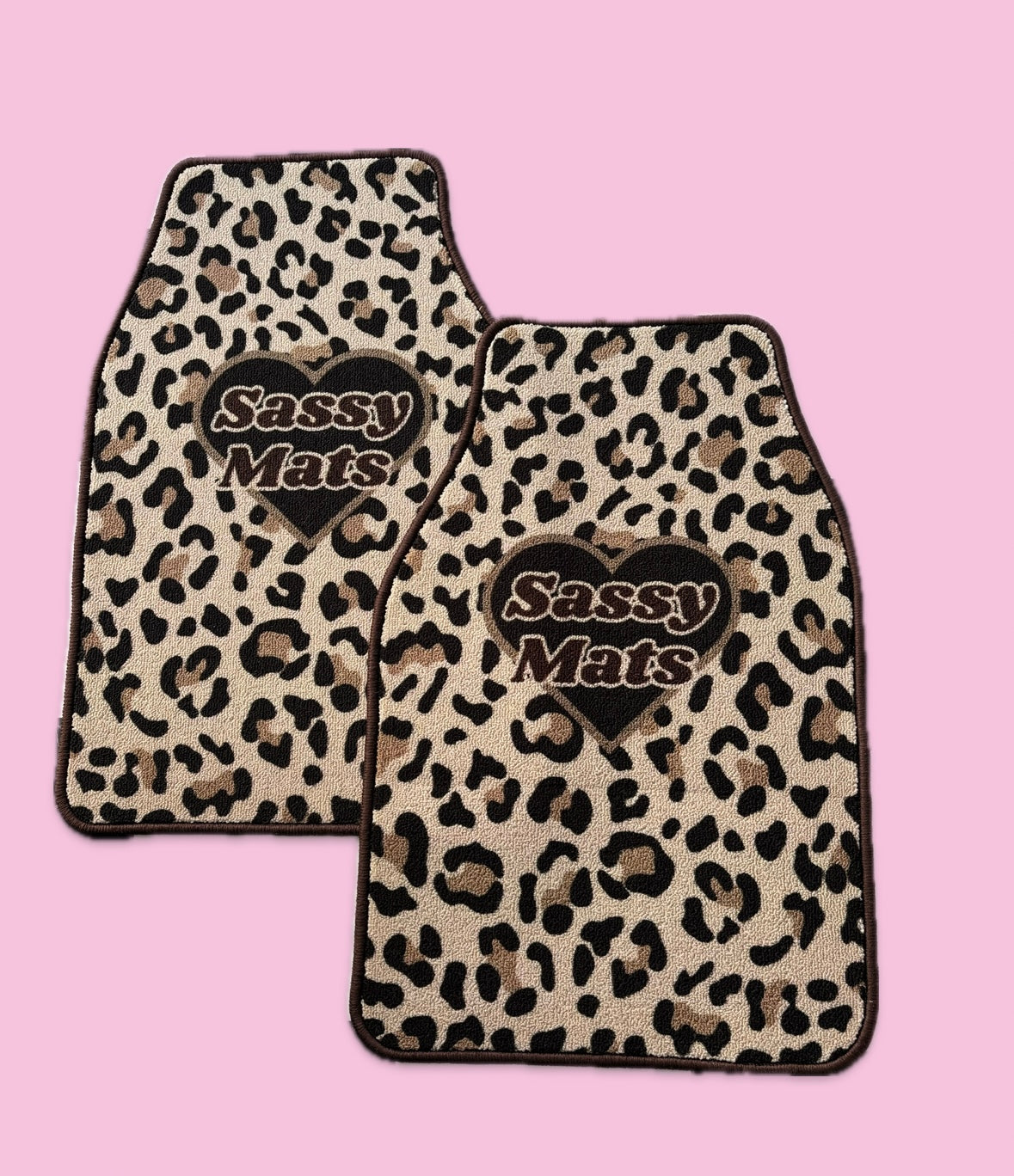 LEOPARD PRINT UNIVERSAL CAR MATS x 2